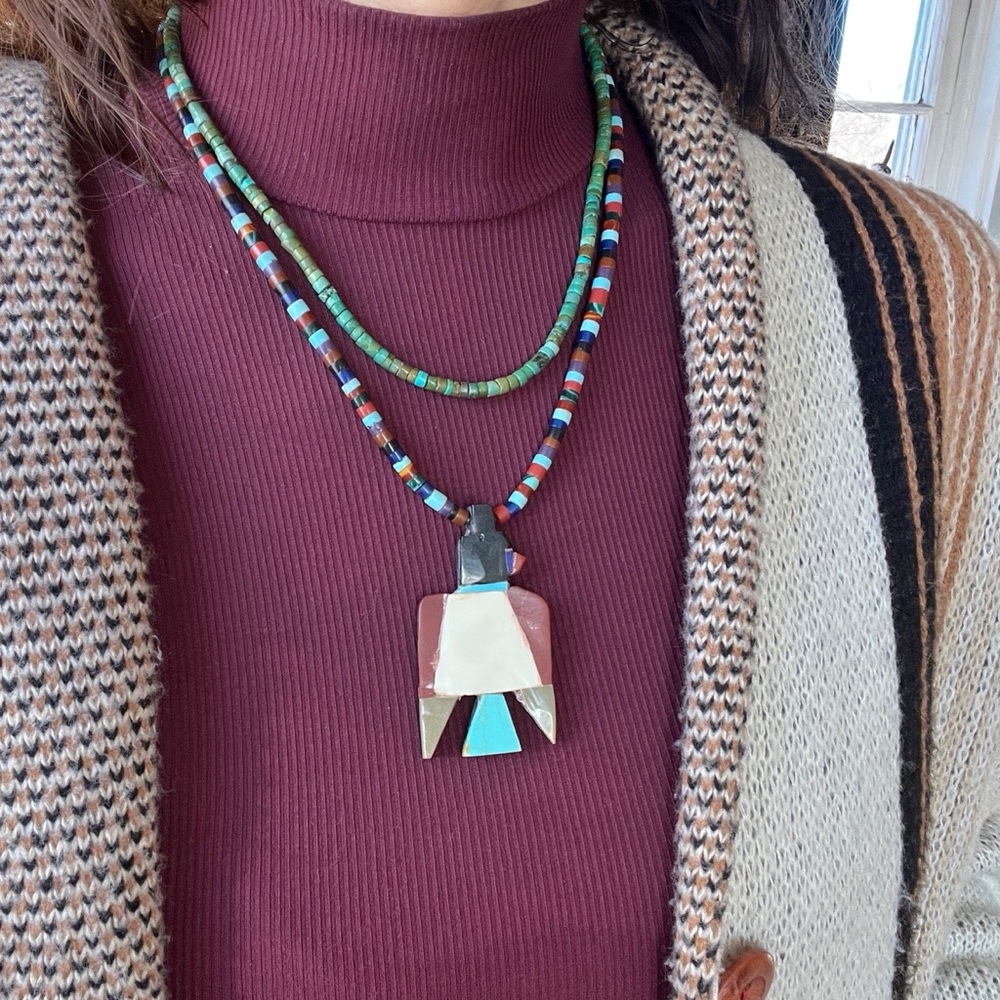1970s TURQUOISE Heishi Vintage Southwestern Necklace 18” NOS Never Used! - Picture 5 of 5